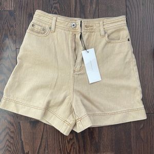 Brand new khaki coloured high waist shorts